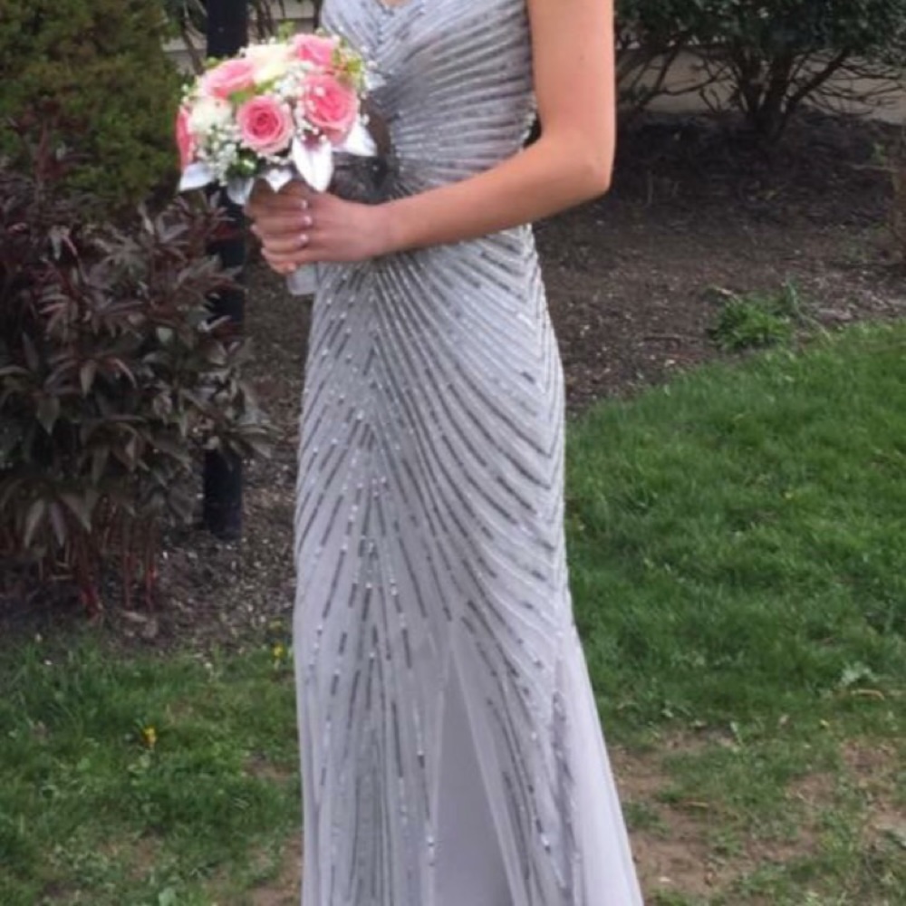 Aidan Mattox Silver Prom Gown - Picture 6 of 8